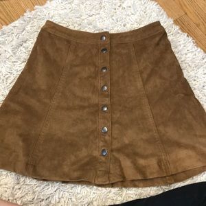 Brown suede mini skirt
